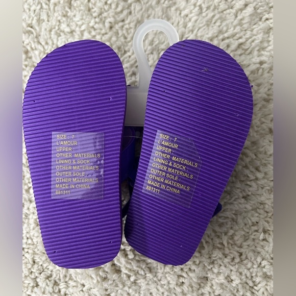 Girls Size 7 L'Amour Purple Polka Dot Flip Flops NIP - Picture 6 of 7